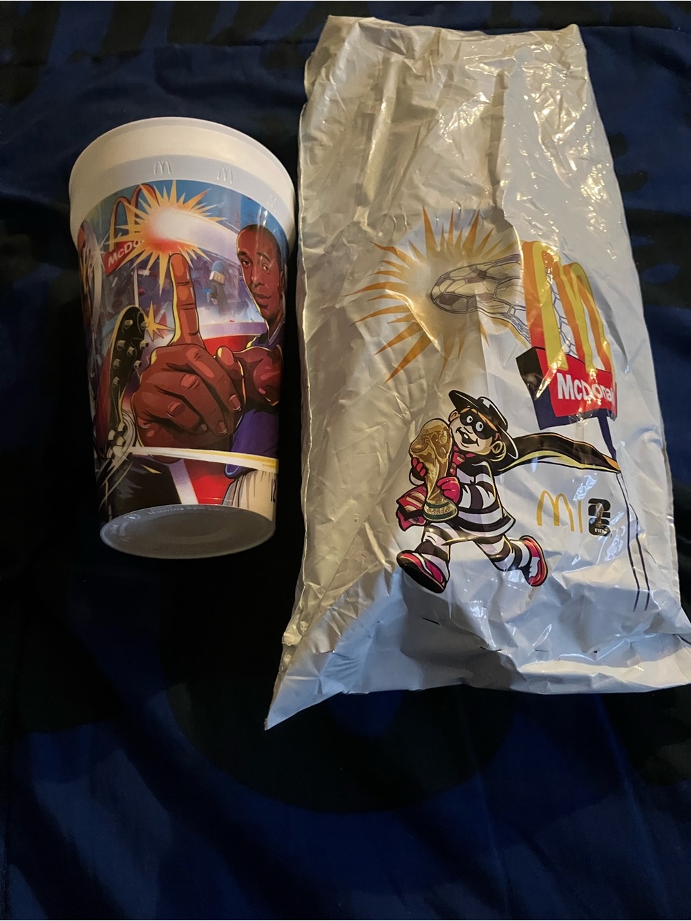 McDonald's White Party Cup and Treat Bag Set with Colorful Character Art